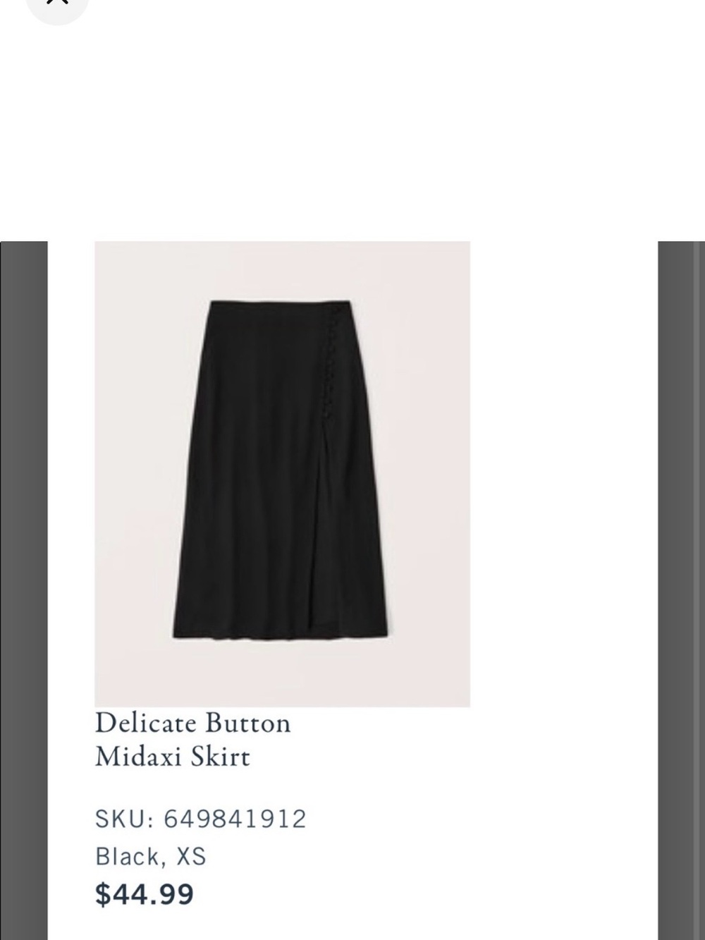 Abercrombie & Fitch Black Midaxi Skirt with Side Buttons